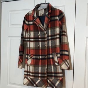 Womens Plaid Pea Coat